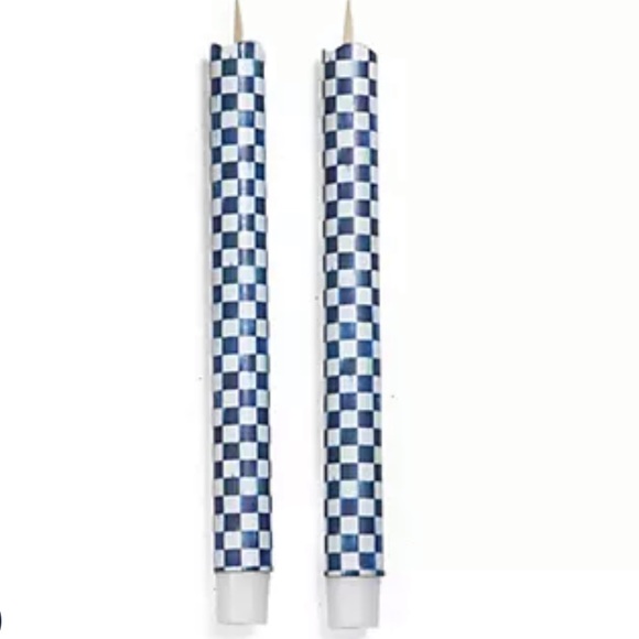 Mackenzie-Childs Royal Check Flicker Taper Candles Set of Two. New in Box!